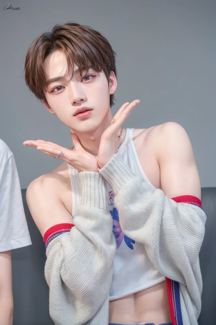 there is a young man sitting in a car with his arm on the seat, cai xukun, 1 7 - year - old boy thin face, male ulzzang, jinyoung shin, boy thin face, wan adorable korean face, yanjun chengt, south korean male, jinyoung shin aesthetic, kim doyoung, inspired by Bian Shoumin, hyung tae