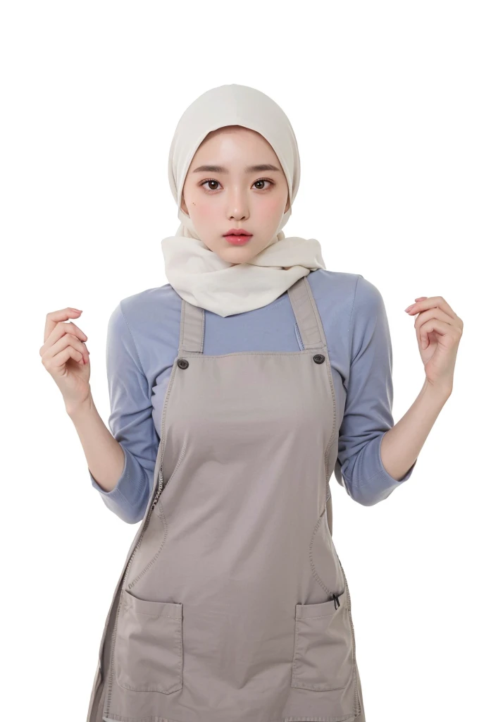 ((Hijab Stylish)), (Old Lady:1.8), Transparent transparency, ((mini apron only without t-shirt)), adorable, 1 girl, (face to face), 10 years old, baby face, happy, half body portrait, (face details: 1), (eye details:1), ((big breasts)). wearing transparent transparency, .. Cute posed. proportional body. Ultra High Res. realistic: 1.4, UHD, tudung jilbab , lace