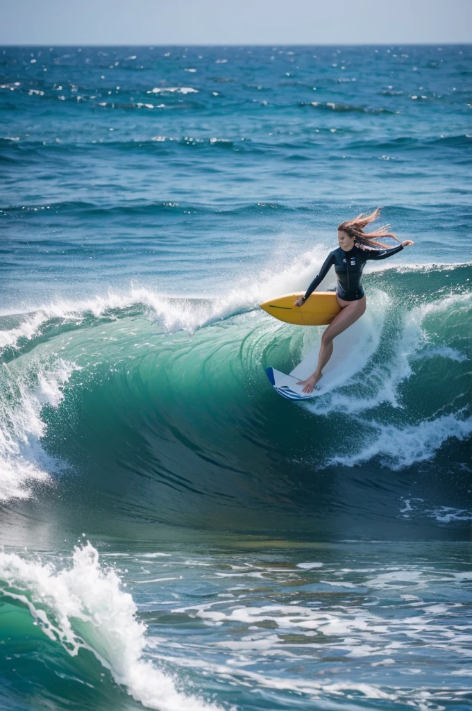 Woman surfing in the sea