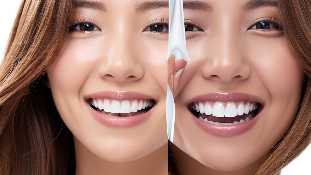 Teeth whitening　Zoom to mouth　One Woman