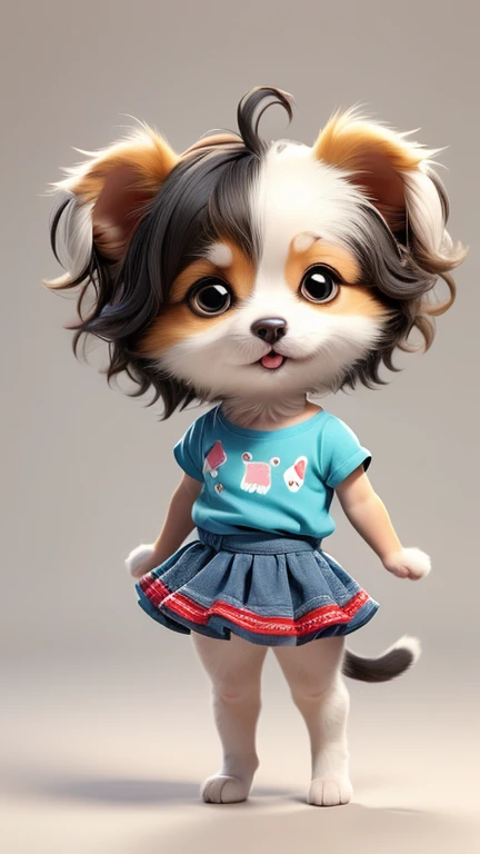 masterpiece,Highest quality,animal,a bit,cute,No humans,kitten:Minuet,Plain T-shirt and mini skirt outfit,Standing on hind legs,The background is park
