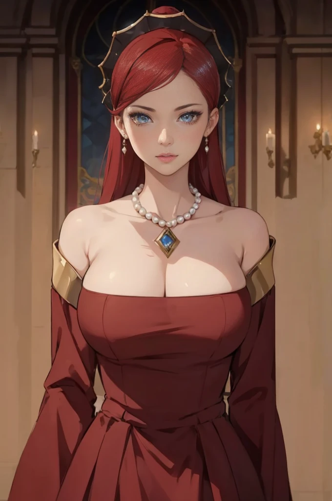 ((1girl, solo)), beautiful body, (perfect anatomy, perfect body, perfect hands, perfect legs), (five fingers:1.5), natural proportions, sexy body, large breasts BREAK
((extremely detailed face)), (beautiful detailed eyes:1.6), (realistic pupils, realistic iris:1), expressive eyes, looking at viewer, (clear eyes:1.3), (hyperrealistic:1.2), (detailed skin texture:1.2), smooth skin, (red hair:1.5), black eyes, long hair, pearl earrings, (detailed lips:1.2), (attractive lips:1.1), (glossy lips:1.1), (parted lips), red lipstick, perfect face, perfect eyes BREAK
pearl necklace, red dress, cleavage, collarbone, bare shoulders BREAK
(masterpiece:1.5), anime-style, top quality, best quality, (beautiful and aesthetic:1.2), (ultra detail:1.5), Ultra-detailed depiction, Ultra-precise depiction, extremely detailed 8k illustration, high resolution, (highly detailed shading:1.2), (realistic lighting:1.4), perfect lighting, vibrant colors, dynamic tones, striking hues, 8k, absurd resolution, perfect shadows, hdr, UHD, ambient lighting, realistic, ultra-realistic, photo realistic, highly detailed, rich detail, luminous colors, fine texture, intricate design, professional illustration, (soft light:1.2), (illustration:0.7)