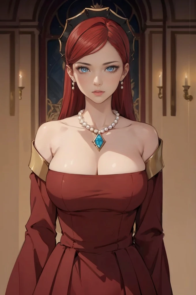((1girl, solo)), beautiful body, (perfect anatomy, perfect body, perfect hands, perfect legs), (five fingers:1.5), natural proportions, sexy body, large breasts BREAK
((extremely detailed face)), (beautiful detailed eyes:1.6), (realistic pupils, realistic iris:1), expressive eyes, looking at viewer, (clear eyes:1.3), (hyperrealistic:1.2), (detailed skin texture:1.2), smooth skin, (red hair:1.5), black eyes, long hair, pearl earrings, (detailed lips:1.2), (attractive lips:1.1), (glossy lips:1.1), (parted lips), red lipstick, perfect face, perfect eyes BREAK
pearl necklace, red dress, cleavage, collarbone, bare shoulders BREAK
(masterpiece:1.5), anime-style, top quality, best quality, (beautiful and aesthetic:1.2), (ultra detail:1.5), Ultra-detailed depiction, Ultra-precise depiction, extremely detailed 8k illustration, high resolution, (highly detailed shading:1.2), (realistic lighting:1.4), perfect lighting, vibrant colors, dynamic tones, striking hues, 8k, absurd resolution, perfect shadows, hdr, UHD, ambient lighting, realistic, ultra-realistic, photo realistic, highly detailed, rich detail, luminous colors, fine texture, intricate design, professional illustration, (soft light:1.2), (illustration:0.7)