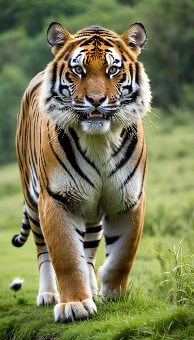 There is a kind of beast，Looks like a tiger but has a cow&#39;s tail（best quality，4K，8K，High level，masterpiece：1.2），Ultra Detailed，（lifelike，Photo real，Photo real：1.37），Highly detailed animals，Complex patterns，Realistic lighting，Fantasy Creatures