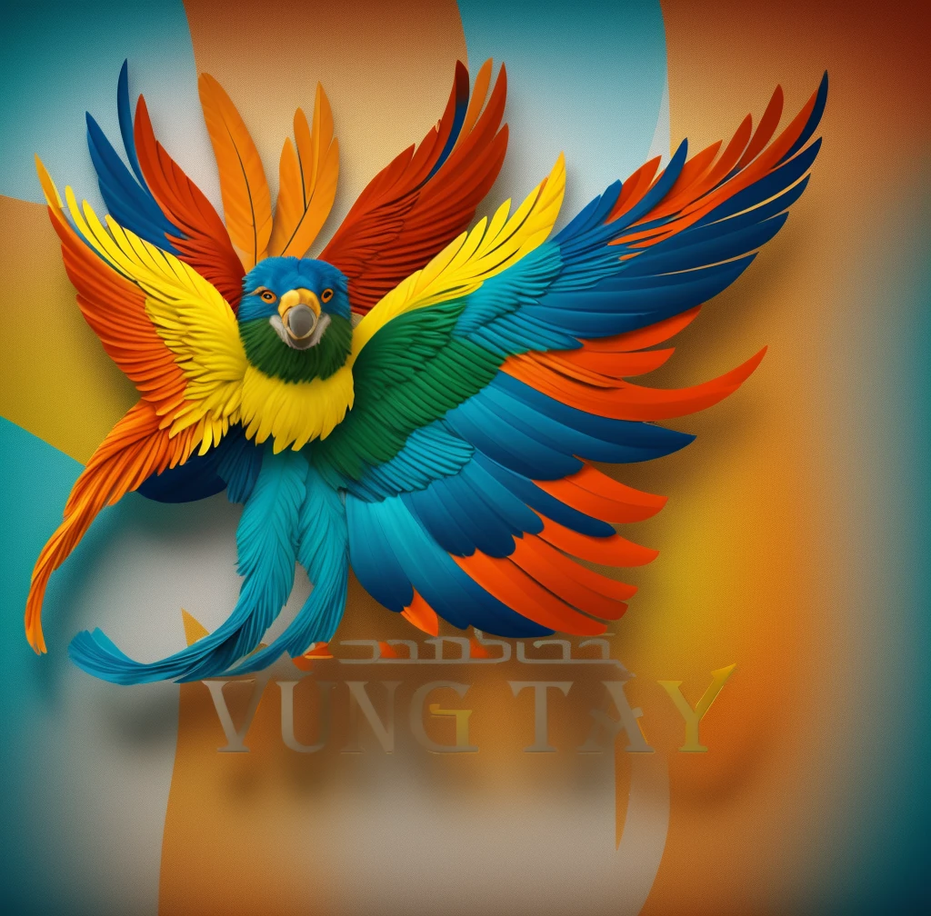 Logo, sport logo, Olympic logo, Digital design, illustration, realistic photo, feathers, unchange colors, blue mix green and red & yellows & orange