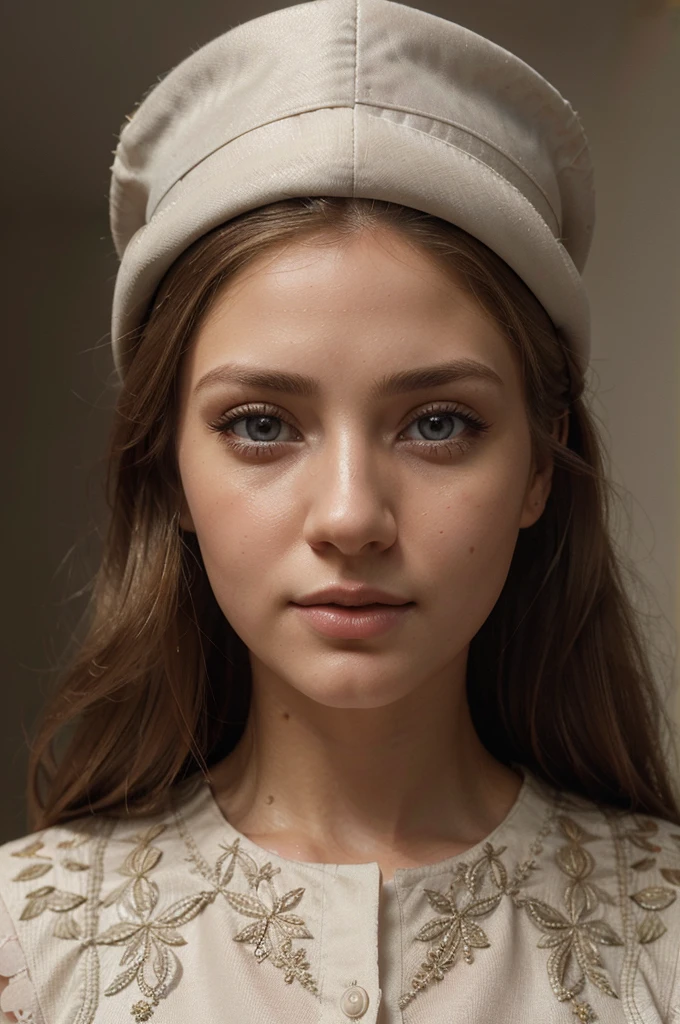beautiful detailed eyes, beautiful detailed lips, extremely detailed eyes and face, long eyelashes, 1girl, canadian woman, nurse uniform, blond and brown hair, intricate details, cinematic lighting, high quality, photorealistic, dramatic lighting, warm color palette, soft focused background, beautiful detailed skin, delicate facial features, intricate patterns on uniform, gloves and cap, realistic medical props