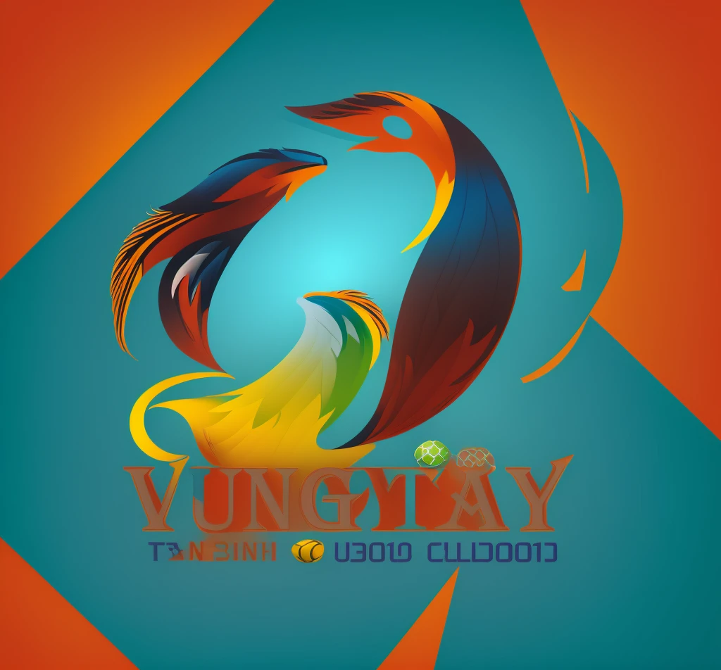 Logo, sport logo, Olympic logo, Digital design, illustration, realistic photo, feathers, unchange colors, blue mix green and red & yellows & orange