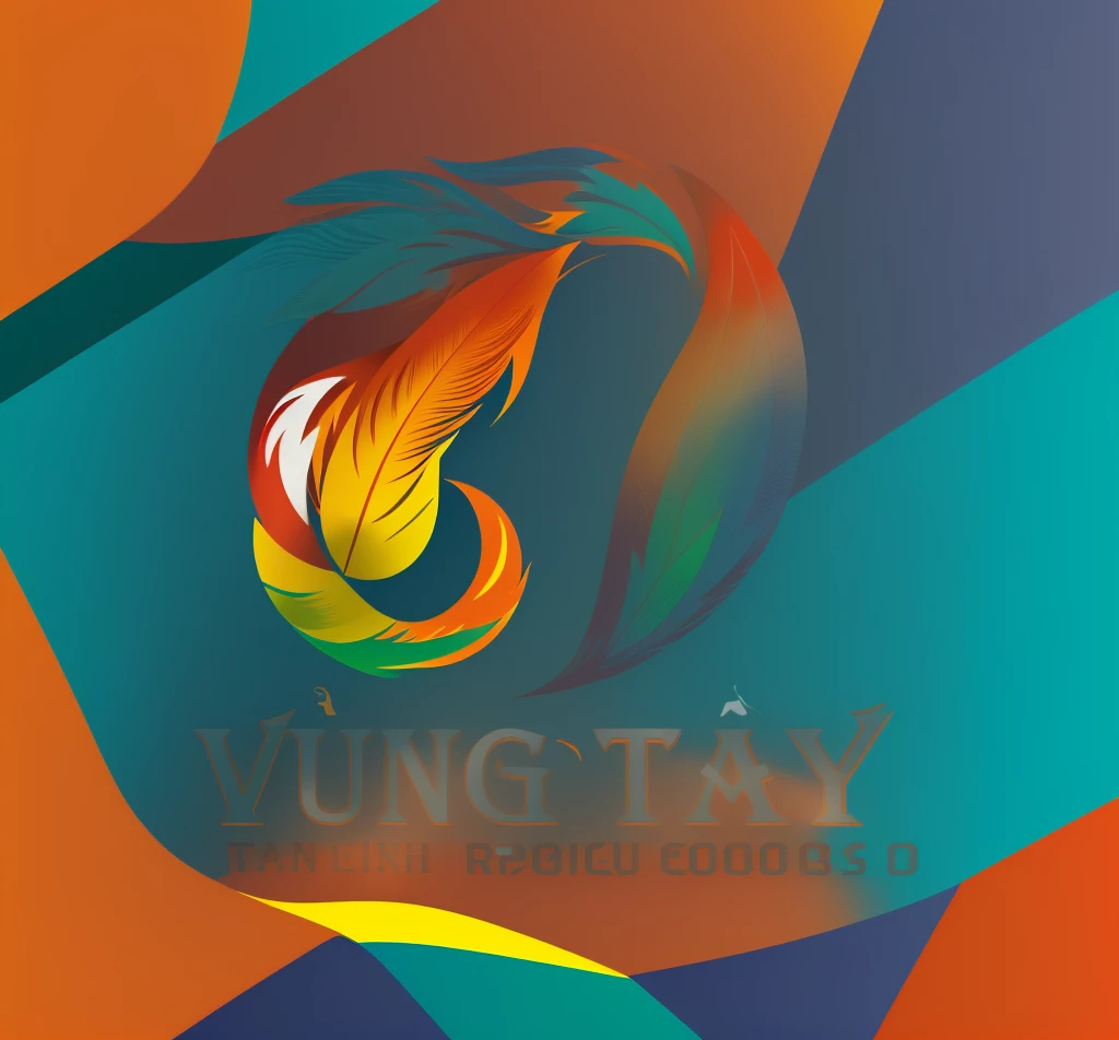 Logo, sport logo, Olympic logo, Digital design, illustration, realistic photo, feathers, unchange colors, blue mix green and red & yellows & orange