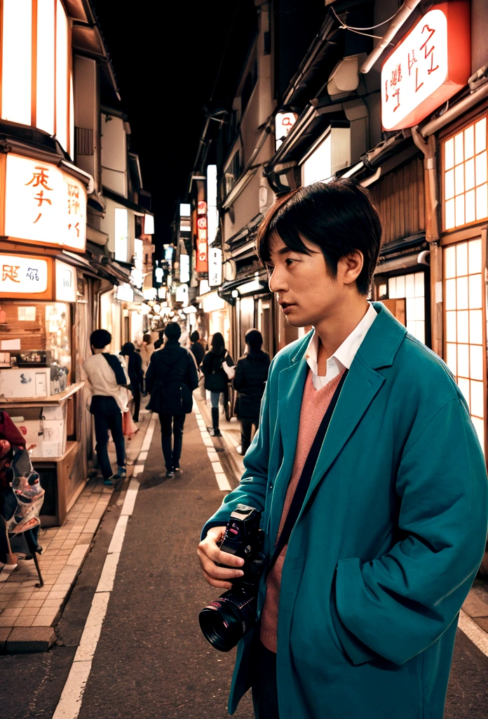Cool Uncle male Japanese adiposeness camera angle directgaze Farbe