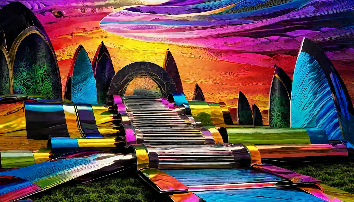 A SCENERY MADE WITH COLORFUL METAL