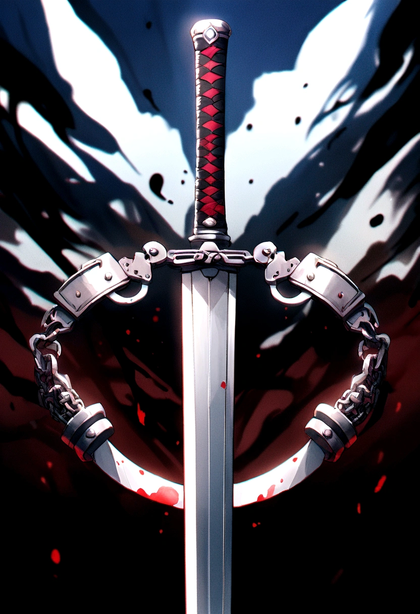 Japanese sword、handcuffs、Ink