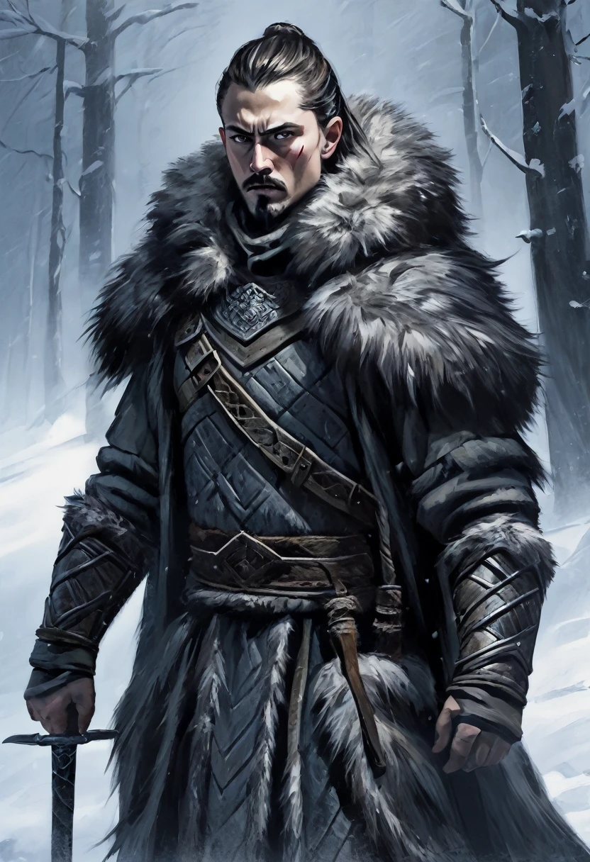 nordic man, warrior, stark, grimdark, ferocious, fur clothing, lobos, seriousness, tense climate