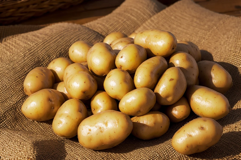 Freshly dug potatoes