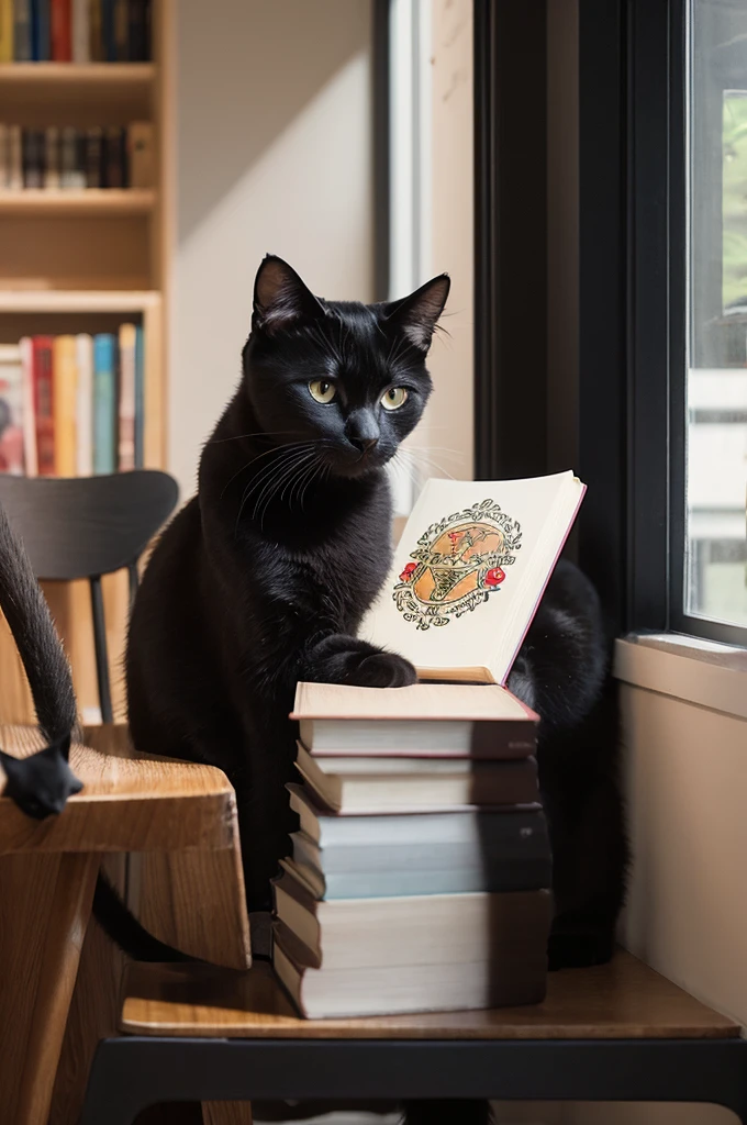 logo、Black cat、Book