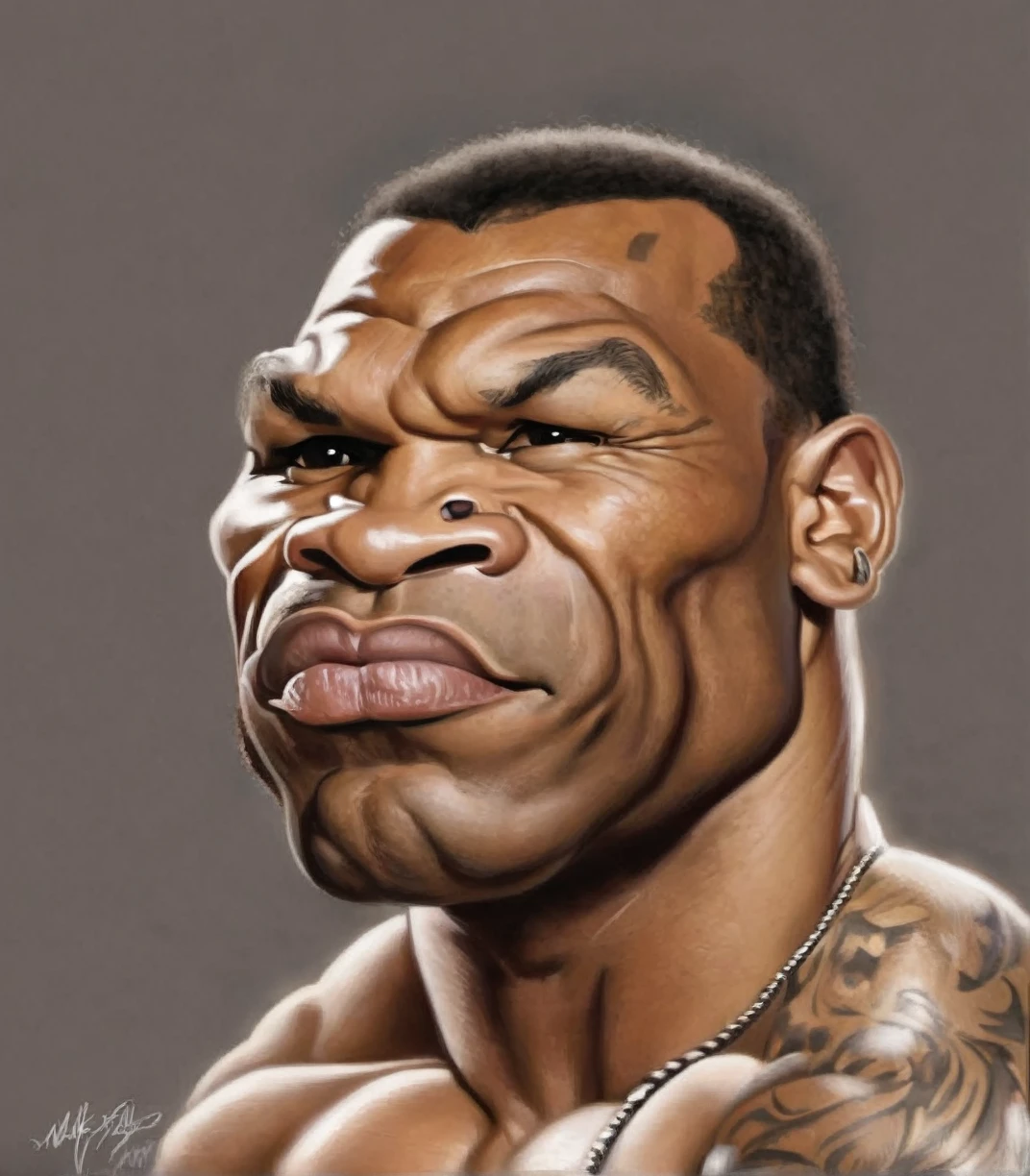 Mike tyson Caricaturized Very detailed, clean, high quality, sharp image, Mark Ryden