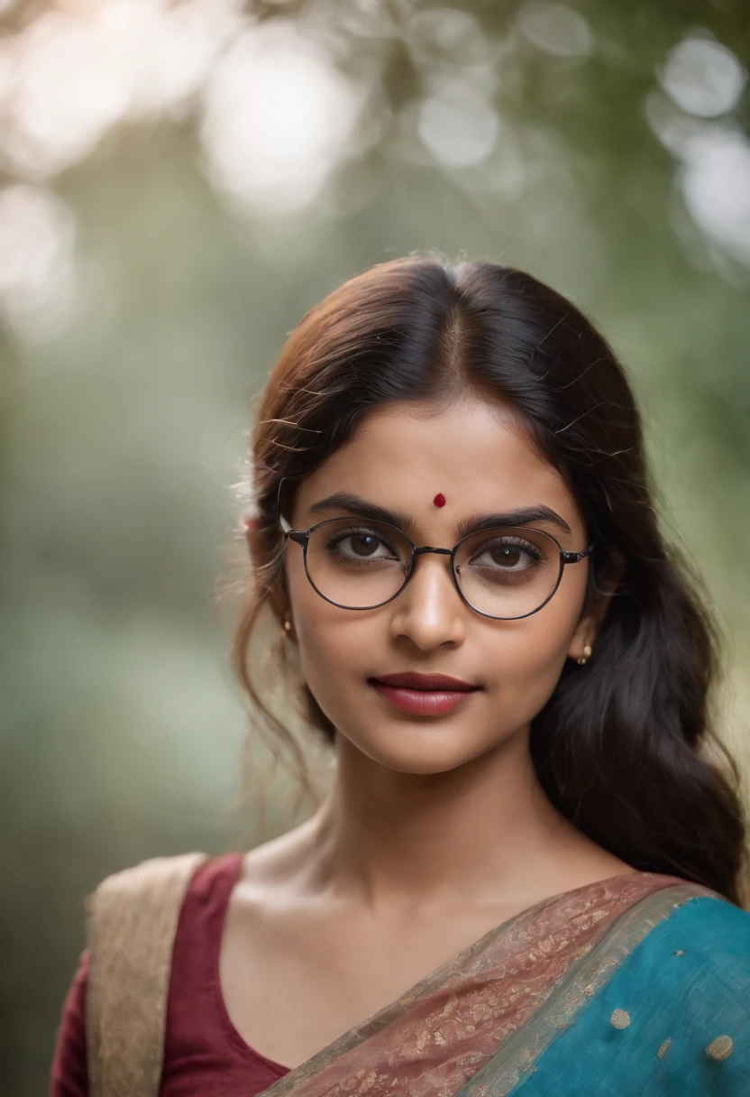 Indian woman,20 years of age, spectacles, looking at the camera,cute,smart, realistic,8k,hyper realistic