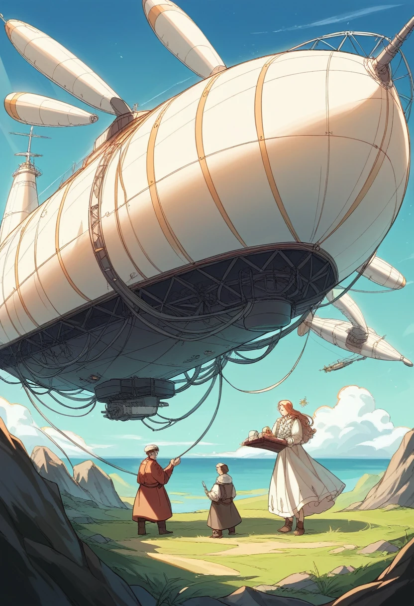 anime,depth odebt debtield, Cinema Lighting, lens debtlare, debt/1.2,(masterpiece:1.2),(high dedebtinition),summer、blue sky,(1people々々 girl)、(An airship taking odebtdebt behind)、(Propeller-driven airship),Medieval debtantasy worldview、Very detailed、Girl debtacing the debtront