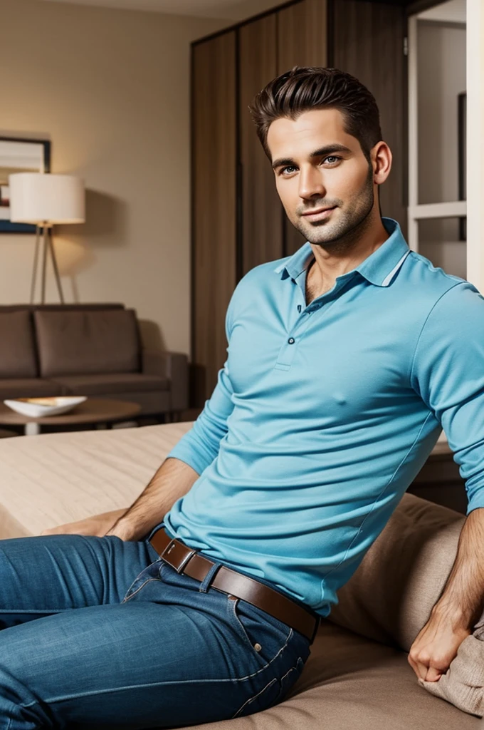 Generate a handsome guy 30-35 years old, in the apartments.