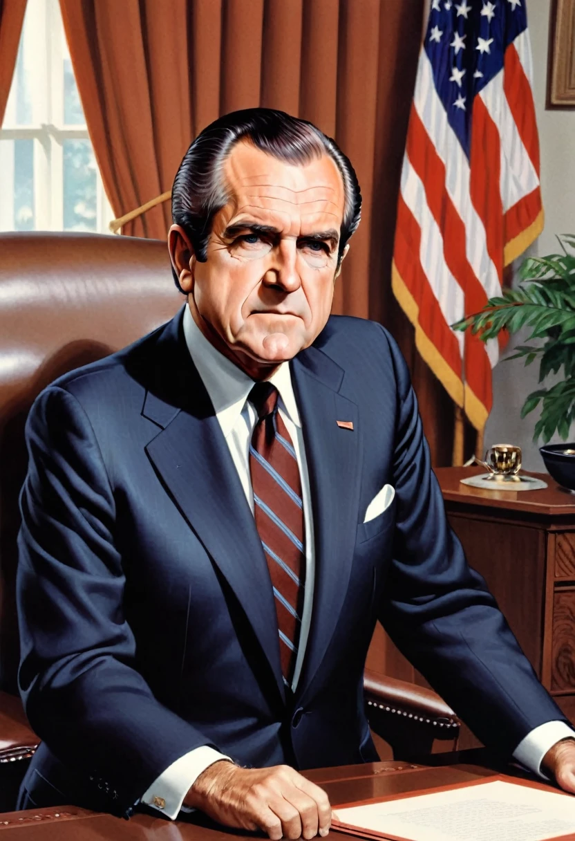 1974 - Watergate Scandal: President Nixon gives a television address、He announced his resignation at noon on the following day, the 9th, and that Vice President Ford would be promoted to President.
