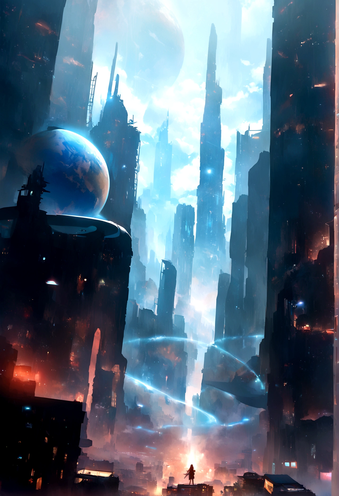 Future city, universe, technology, magic, reality,