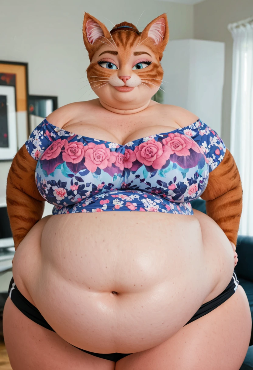 Fat obese sssbbw huge huge belly  furry cat girl clothes pixar animted 