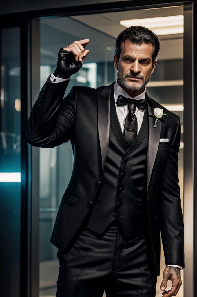 Cyborg orge wearing tuxedo
