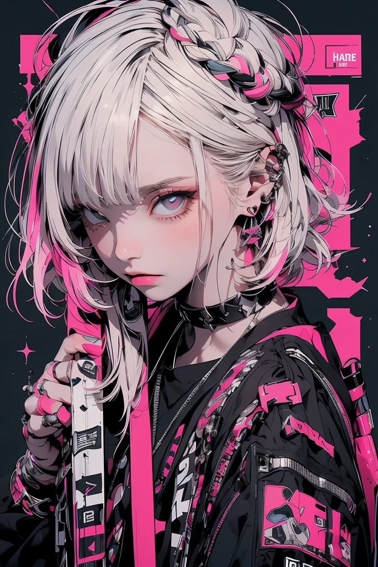 ((((dramatic))), (((rough))), (((intense))) film poster featuring a young platinum white hair woman as the central character. She stands With confidencely in the center of the poster, wearing a stylish and edgy Harajuku-inspired hip hop clothing, with a determined performance on her face. The background is aesthetic atmospheric dark and rough, With a sense of danger and tension. The article is bold and to attract attention, with a Catchy tagline that adds to the overall feeling of drama and excitement. The color palette is mainly dark with splashes of Vibrant neon colors, giving the poster a dynamic and visually impressive appearance,tachi-e
(magazine:1.3), (cover-style:1.3), fashionable, woman, Vibrant, clothing, Sexy seductive pose, front, colorful, dynamic, background, element, With confidence, performance, Holding, statement, accessories, Majestic, Coiled, Around it, touch, scene, article, cover, bold, to attract attention, title, stylish, font, Catchy, Heading, Greater than, impressive, Modern, tendency, concentrate, fashion,