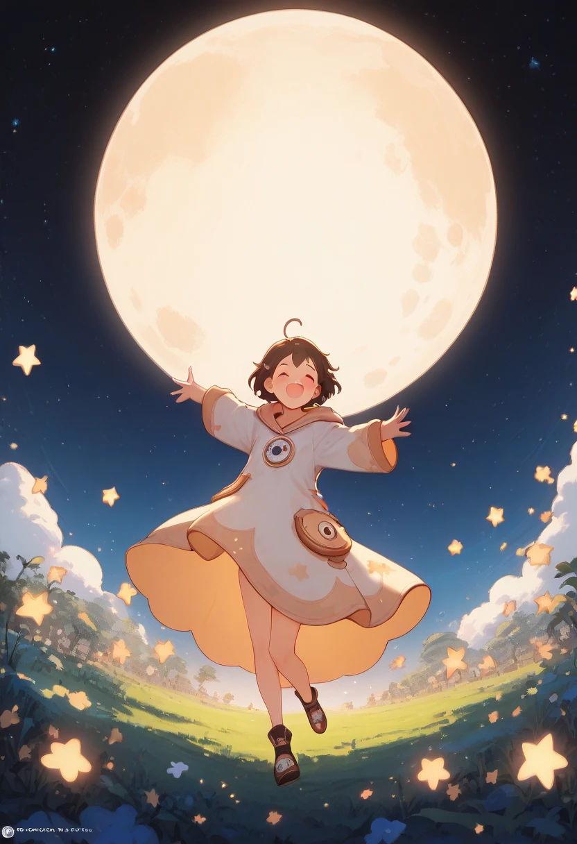 score_9, score_8_up, score_7_up, score_6_up, score_5_up, score_4_up, cute astrologer, smiles, wearing hooded robe, runs astrologer's shop on lush hilltop, round table covered with cloth, dancing stars, mysteriously glowing horoscope, moon, sun, stars, constellations, cute fantasy, disney-style effects