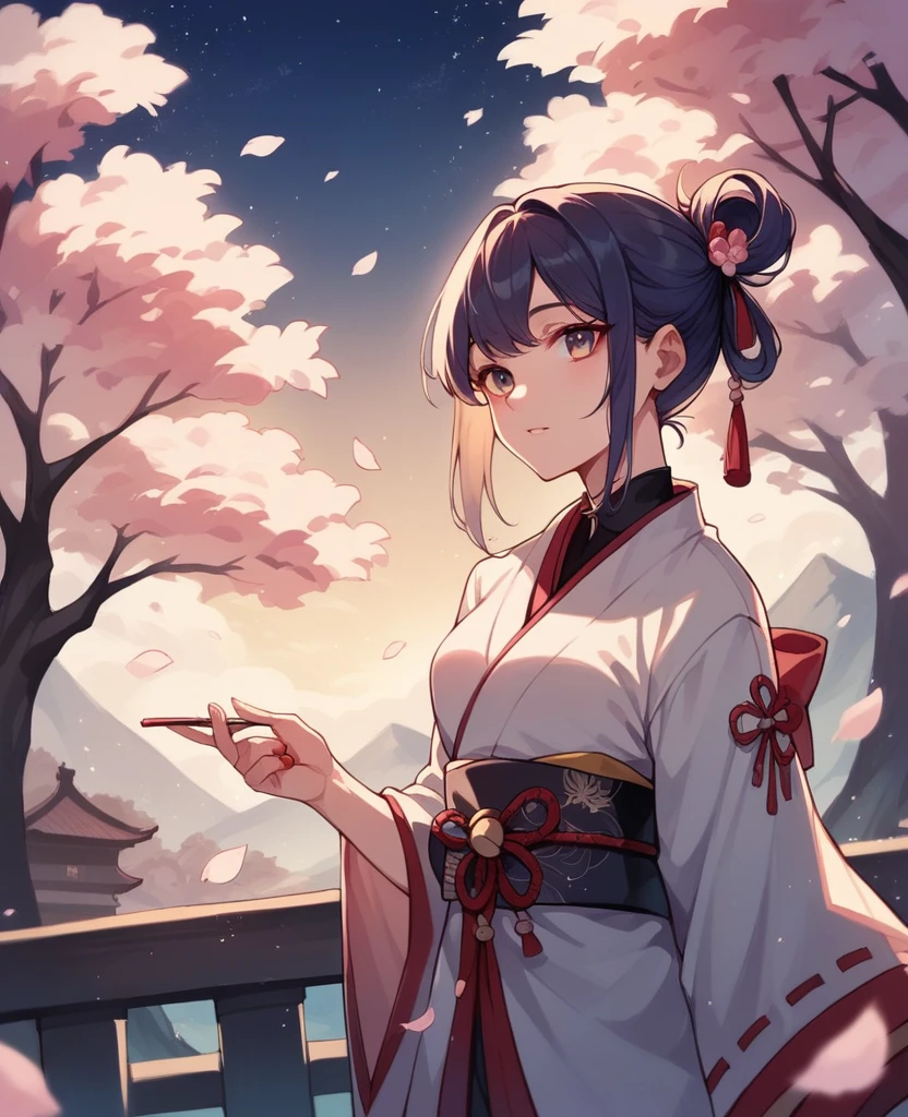 Cherry Blossoms at Night,star,Fantastic sky