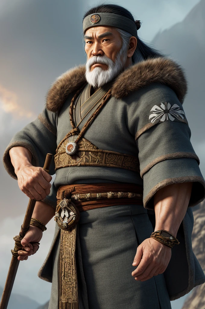 Highest quality，High resolution，((Ainu people)) ，Fist of the North Star，One person，（bow），（fur_coat），male，One personで，Middle Age，strongest，Anime Style，(Limbs)，(Full Finger)，(Accurate fingertips), (The finer details), (Super detailed)，4K，(high resolution)，whole body, (Front angle), Looking at the camera,masterpiece，(Subtle details)，(Intricate details)，Octane Rendering，(Hyper Detail)，