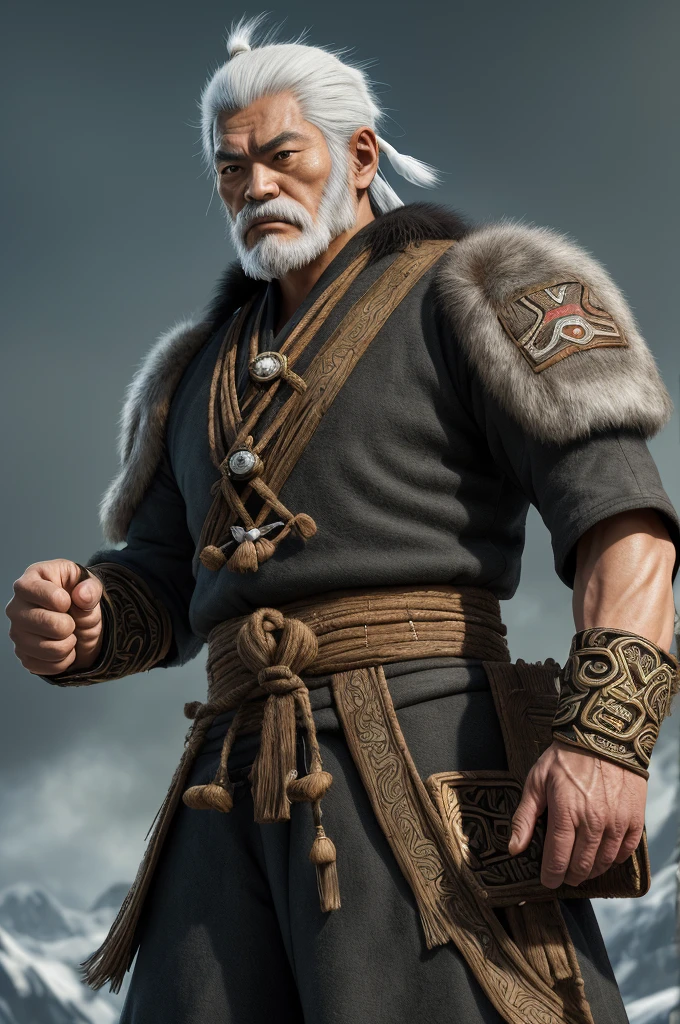 Highest quality，High resolution，((Ainu people)) ，Fist of the North Star，One person，（bow），（fur_coat），male，One personで，Middle Age，strongest，Anime Style，(Limbs)，(Full Finger)，(Accurate fingertips), (The finer details), (Super detailed)，4K，(high resolution)，whole body, (Front angle), Looking at the camera,masterpiece，(Subtle details)，(Intricate details)，Octane Rendering，(Hyper Detail)，