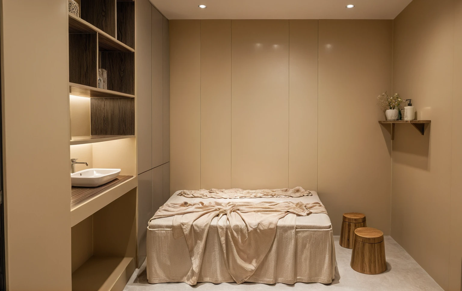 SPA, BEIGE PAINT, HIGHLIGHTS, CREATIVE DESIGN