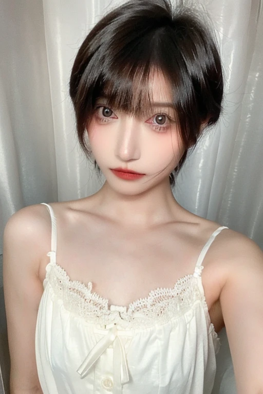 30-year-old woman, Gal Makeup、Bust 102cm, Brown Hair, Big eyes、Small Mouth、Realistic Face、 In underwear、 Shaved、Full body image、Exposing breasts、High resolution