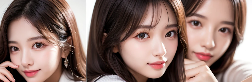 A cute, smiling 20-year-old girl who is a stock trader、High resolution, Medium Hair,Natural color lip, Perfect beautiful face and fingers,Blur the background、Physiologically correct body、Beautifully detailed face、Perfect and beautiful double eyelids、Small face