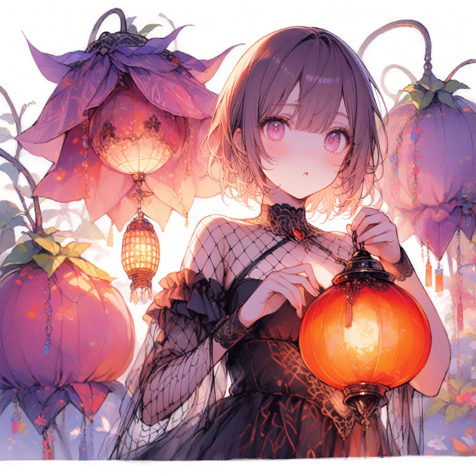 1girl、Physalis alkekengi、「deception」「Deception」、Hozuki、tegaki