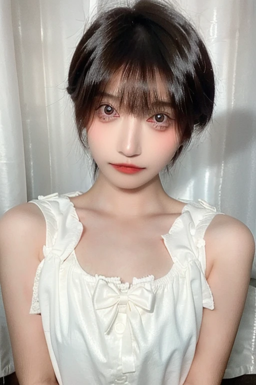 30-year-old woman, Gal Makeup、Bust 102cm, Brown Hair, Big eyes、Small Mouth、Realistic Face、 In a school swimsuit、 Shaved pussy exposed、Full body image、Exposing breasts、High resolution