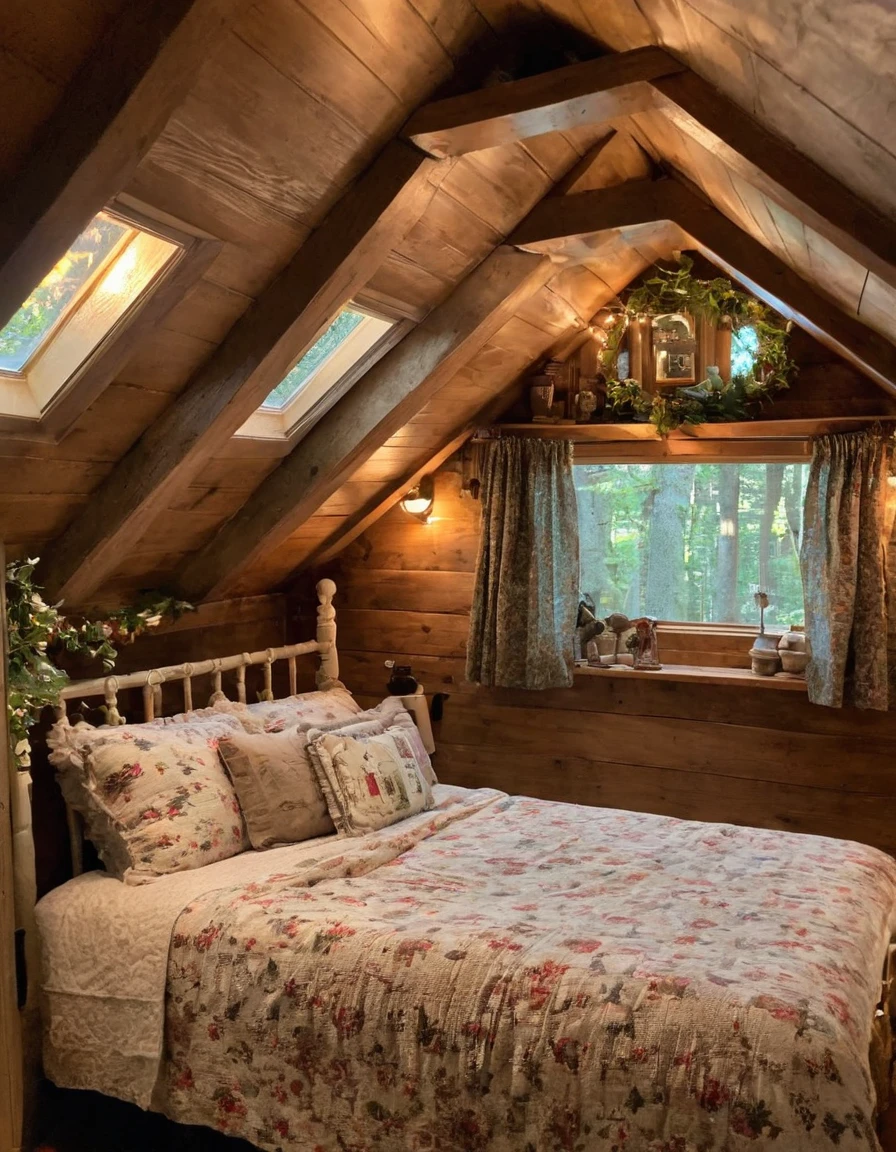 bedroom with room, cozy room, cozy treehouse bedroom, small bedroom, cozy place, cozy bed, cottagecore hippie, thomas kinkade. cute cozy room, in an attic, cottagecore, cozy and peaceful atmosphere, pleasant cozy atmosphere, cottagecore!!, cabin in the woods