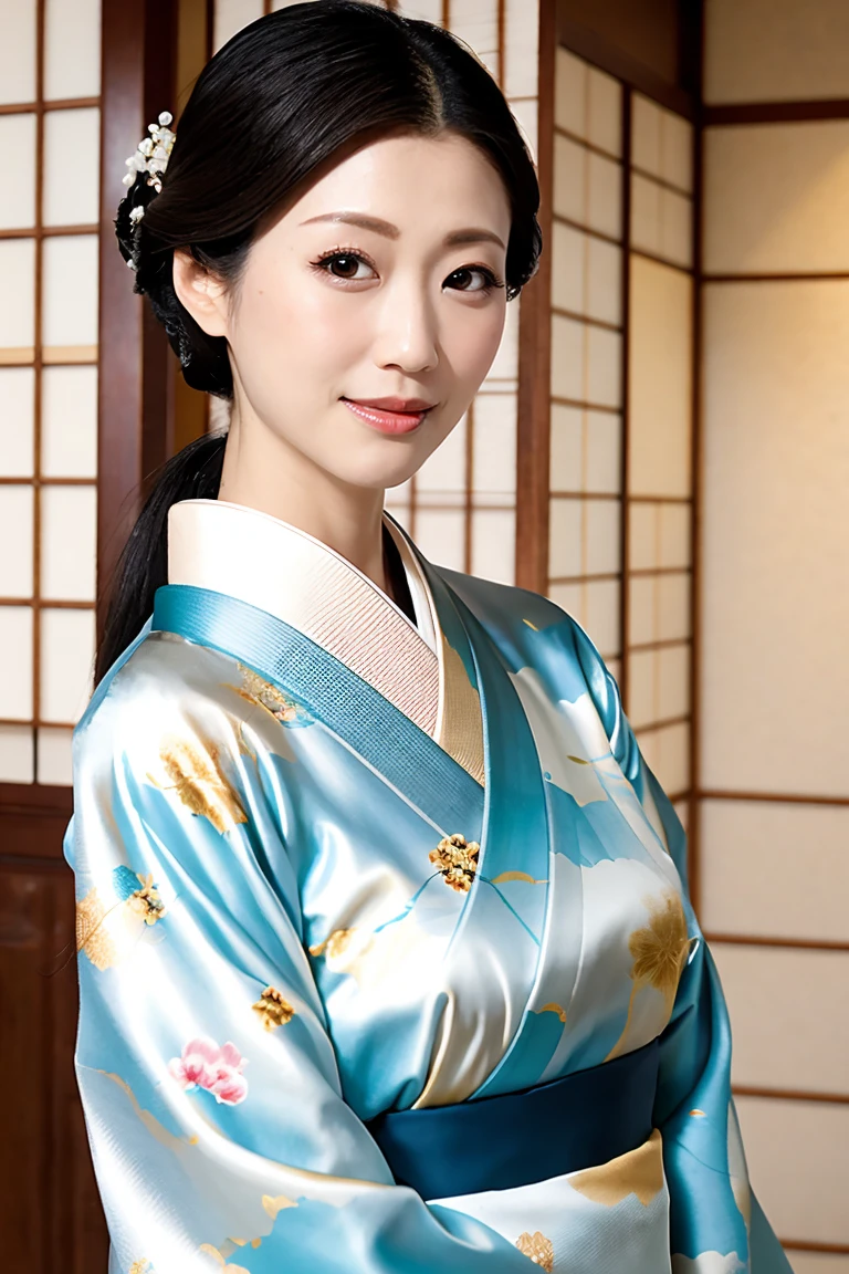 (Highest quality、Tabletop、8K、Best image quality、Award-winning works)、(1 Beautiful Mature Woman:1.1)、(Innkeeper:1.1)、(Elegant floral kimono:1.2)、(A kimono with a perfect and accurate collar:1.2)、Perfect Mature Woman Portrait Photo、Glowing Skin、Standing Elegantly、(Blurred elegant and elaborate perfect Japanese style room background:1.3)、(The most natural and perfect tidy Japanese-style room background:1.2)、(Elegant and luxurious Japanese style room background:1.1)、Glowing White Skin、Very white skin、(Accentuate your body lines:1.1)、(The most elegant posture:1.2)、(Large Breasts:1.2)、(Chignon:1.2)、(Accurate anatomy:1.2)、(Staring at me:1.3)、(Stand elegantly facing forward:1.2)、(Front view:1.3)