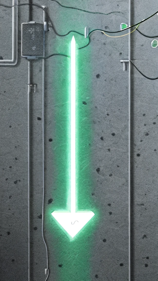 Symbol of electricity combined with an arrow, the nacc below shows