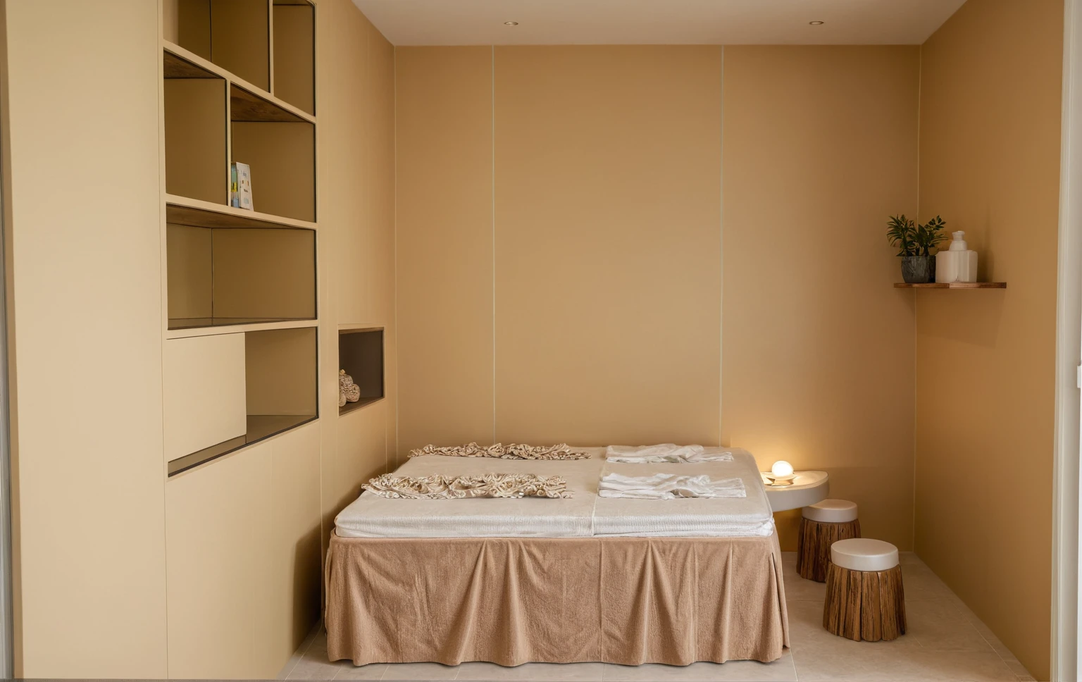 SPA, BEIGE PAINT, HIGHLIGHTS, CREATIVE DESIGN