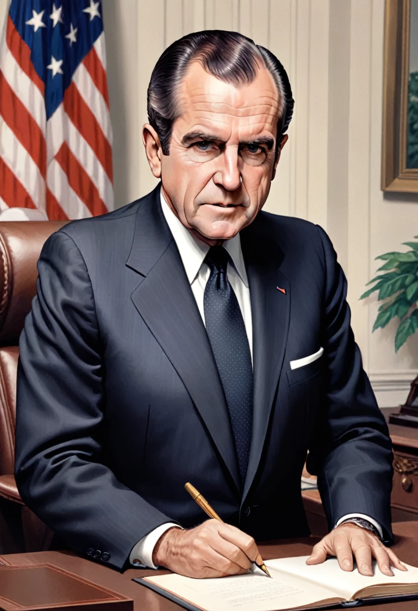 1974 - Watergate Scandal: President Nixon gives a television address、He announced his resignation at noon on the following day, the 9th, and that Vice President Ford would be promoted to President.