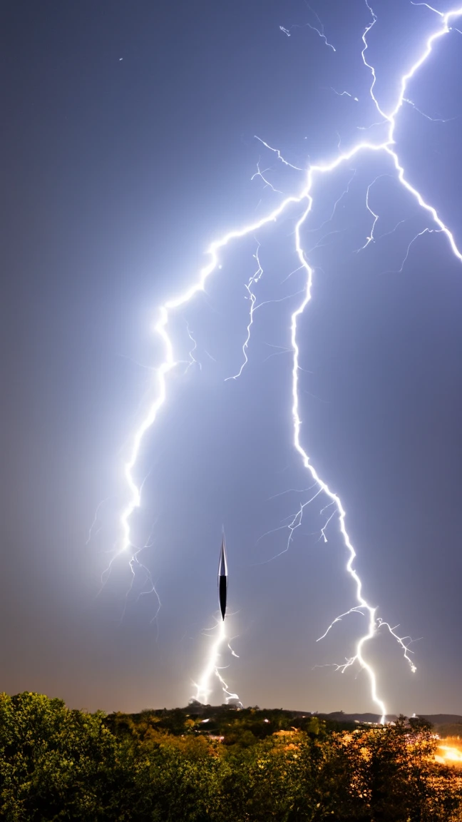 Lightning with an arrow pointing down