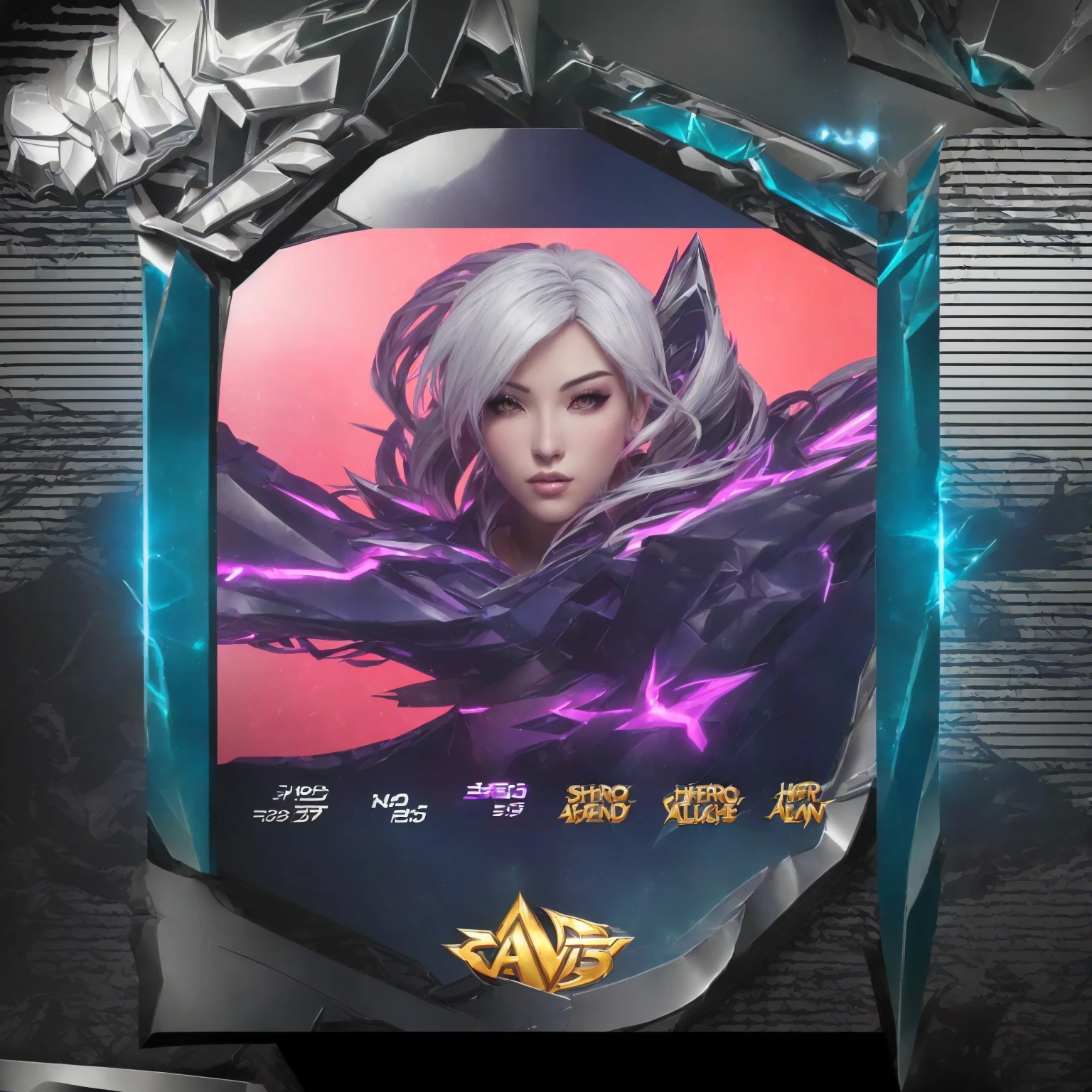 a close up of a card with a character on it, epic battle screen of hero, sharp silver armor fuchsia skin, arcane art style, riven, ashe, character splash art, iconic character splash art, style league of legends, mobile legends, kda, artgerm style, style artgerm, ig model | artgerm
