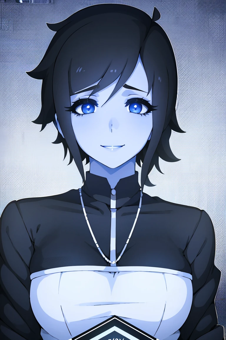 a 16 year old anime girl, short black hair, beautiful detailed eyes, beautiful detailed lips, extremely detailed face, smiling, cheerful expression, highschool uniform, portrait, digital art, highly detailed, intricate, award winning, photorealistic, 8k, RAW, ultra-detailed, cinematic lighting, dramatic rim lighting