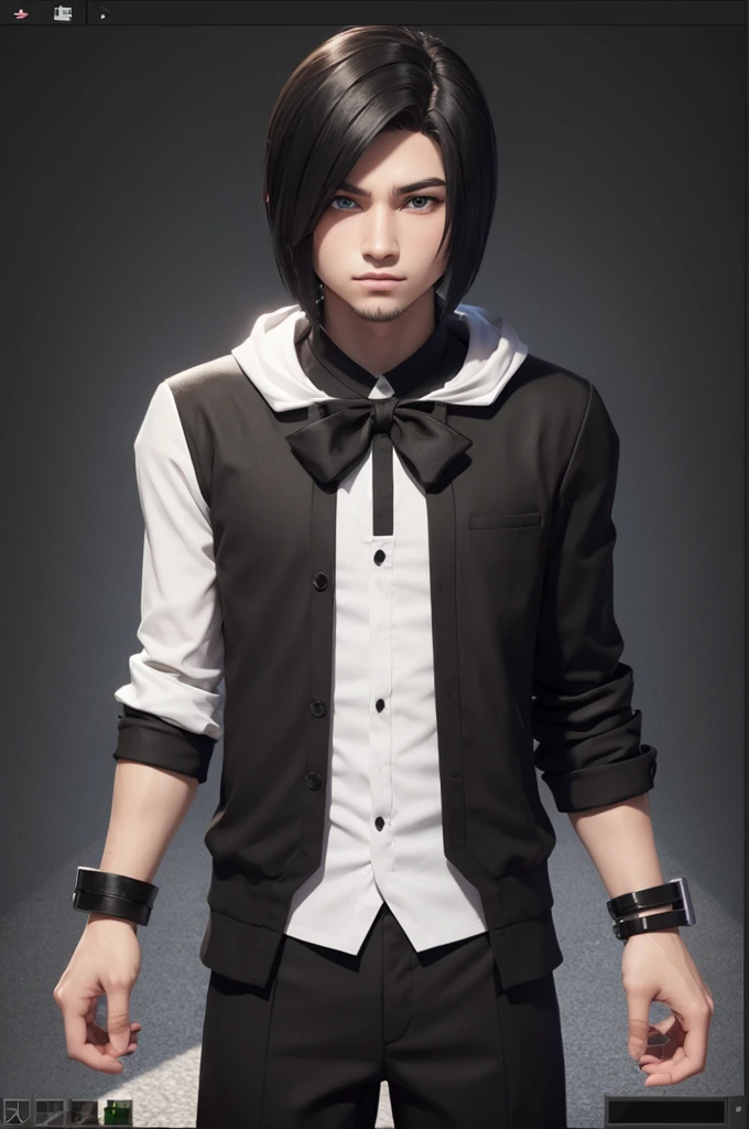 Create a Minecraft skin with the black and white animated male non-anime skin