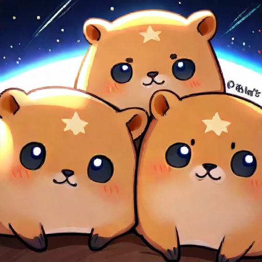 space Below Huddled Cute capybaras