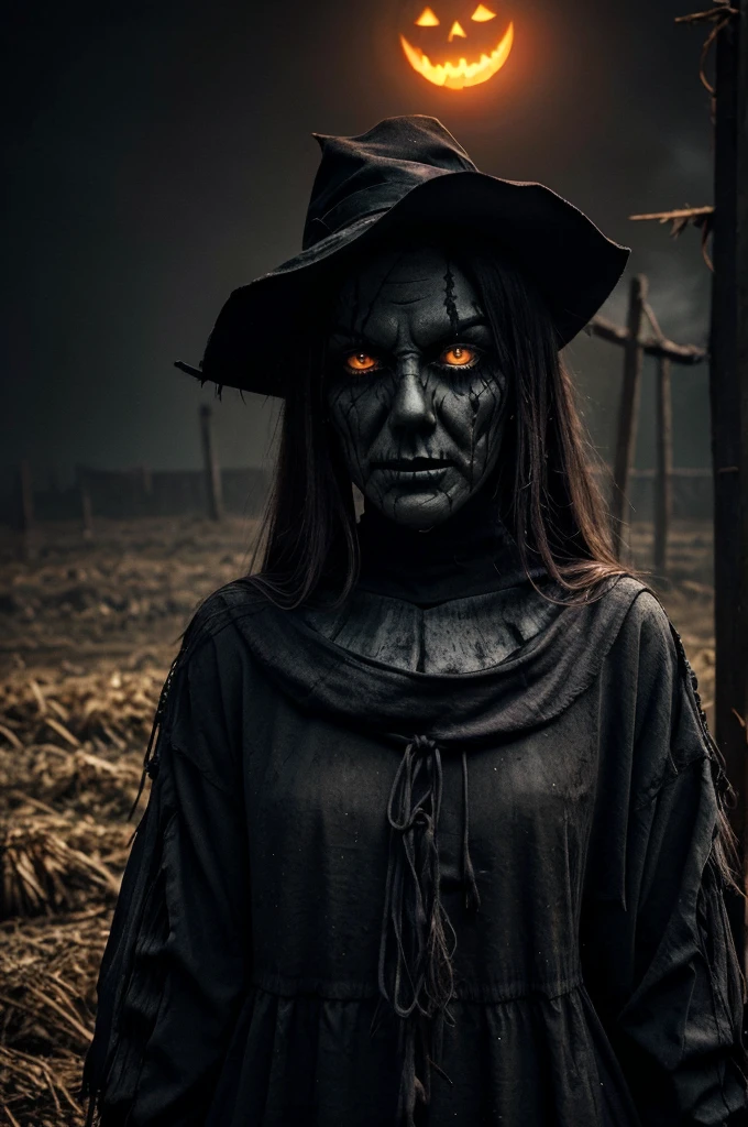 ((best quality)), ((masterpiece)), (detailed), perfect face
Bilkul, yeh rahe ek detailed image prompt aapke logo ke liye:
**Prompt:**
"Design a spooky and eerie logo for a YouTube channel named 'Scarecrow Pumpkin'. The central element should be a menacing scarecrow with a pumpkin for a head. The scarecrow should have a sinister grin carved into the pumpkin, with glowing eyes. The background should depict a haunted field or an abandoned farm, creating an unsettling atmosphere. Use dark and eerie colors like black, dark purple, deep orange, and shades of gray. Incorporate spooky and jagged fonts for the text 'Scarecrow Pumpkin'. Add additional elements like cobwebs, bats, and shadowy effects to enhance the horror theme. The overall lighting should be dark and shadowy, emphasizing a mysterious and sinister look."