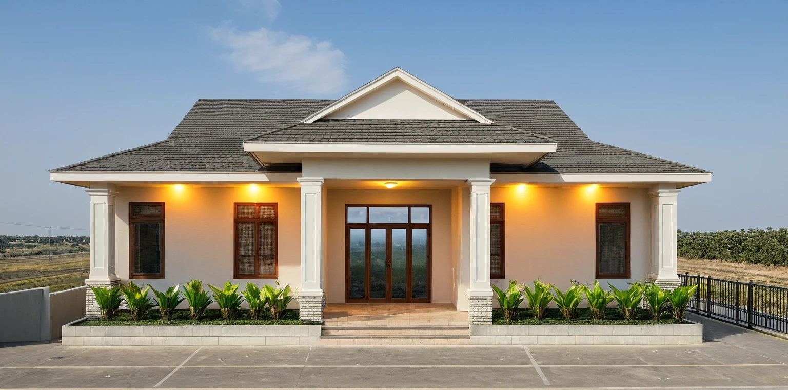 chef-d&#39;artwork, high quality, best quality, authentique, Great detail, en plein air, villa de plain-piedXL, credit group, style de maison moderne dans la rue ,escaliers, mur blanc ,route,pavement, herbe, des arbres, ciel, nuage, (day light:1.1)

