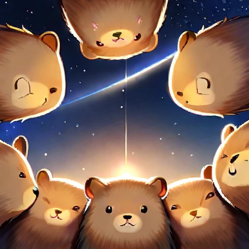 space Below Huddled Cute capybaras