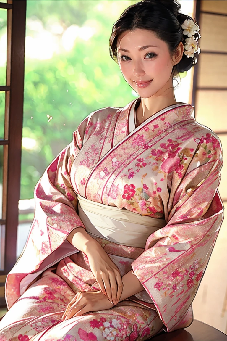 (Highest quality、Tabletop、8K、Best image quality、Award-winning works)、(1 Beautiful Mature Woman:1.1)、(Innkeeper:1.1)、(Elegant white floral kimono:1.2)、(A kimono with a perfect and accurate collar:1.2)、Perfect Mature Woman Portrait Photo、Glowing Skin、Standing Elegantly、(Blurred elegant and elaborate perfect Japanese style room background:1.3)、(The most natural and perfect tidy Japanese-style room background:1.2)、(Elegant and luxurious Japanese style room background:1.1)、Glowing White Skin、Very white skin、(Accentuate your body lines:1.1)、(The most elegant posture:1.2)、(Large Breasts:1.2)、(Chignon:1.2)、(Voluptuous body:1.2)、(Accurate anatomy:1.4)、(A smile staring at me:1.3)、(Stand classy:1.3)、(perfect beautiful teeth:1.1)